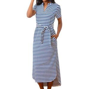 Dudley Stephens | Striped Jersey Sconset Belted Maxi Dress